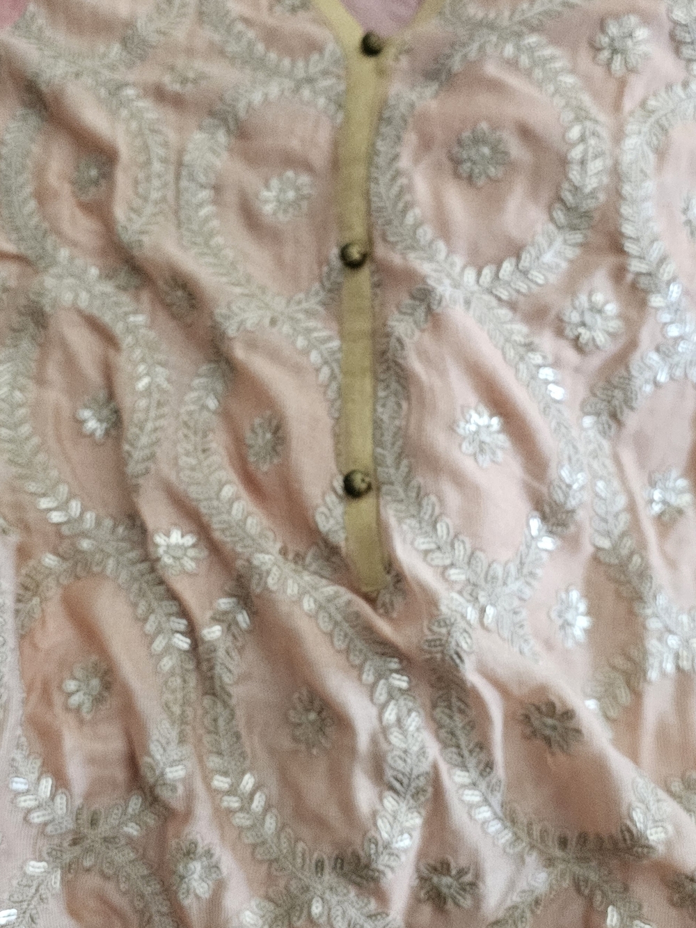 Embroidered Pink Tunic with Silver Detailing